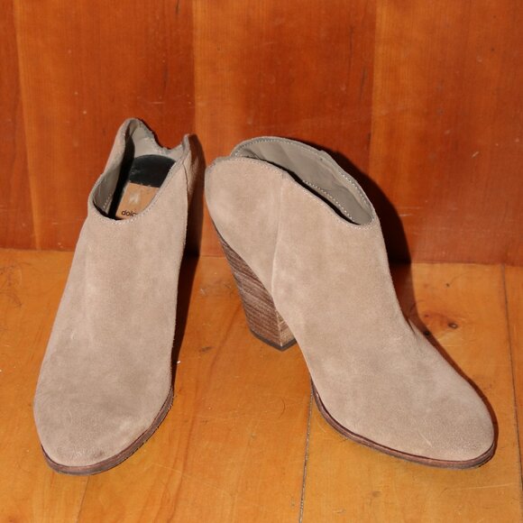 Dolce Vita Selene Tan Suede Open Back Slip On 3" Heel Bootie Mules Sz 7 - Picture 3 of 8